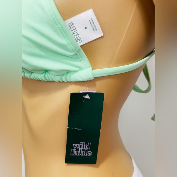 Wild fable Mint Green Triangle Bikini Top Gold Ring Accents on Shoulder … - Picture 8 of 10
